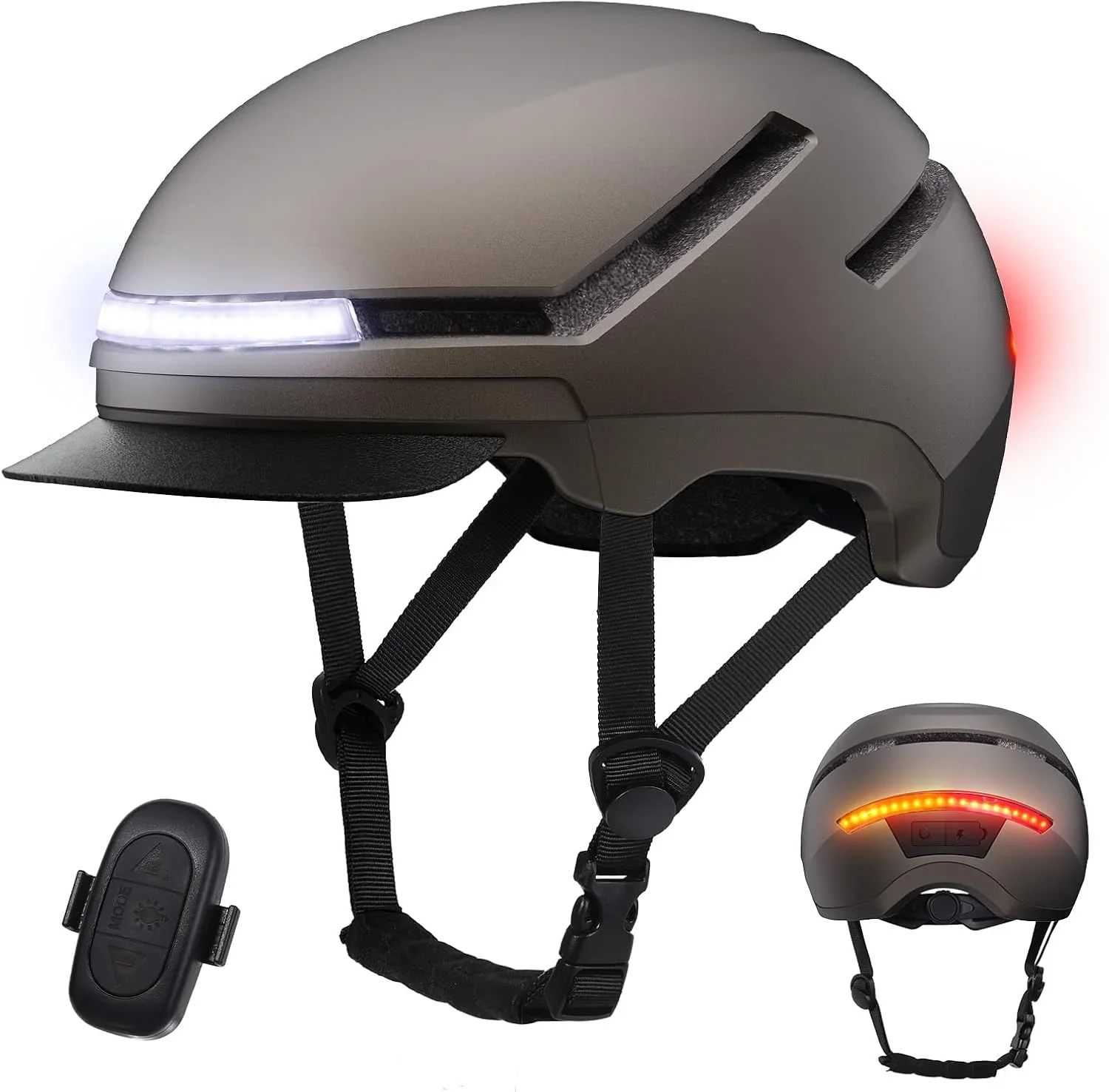 Shinmax fietssporthelm met voor- en achterlichten, voor volwassenen, heren en dames, mountainbikehelmen, stads- en motorhelmen
