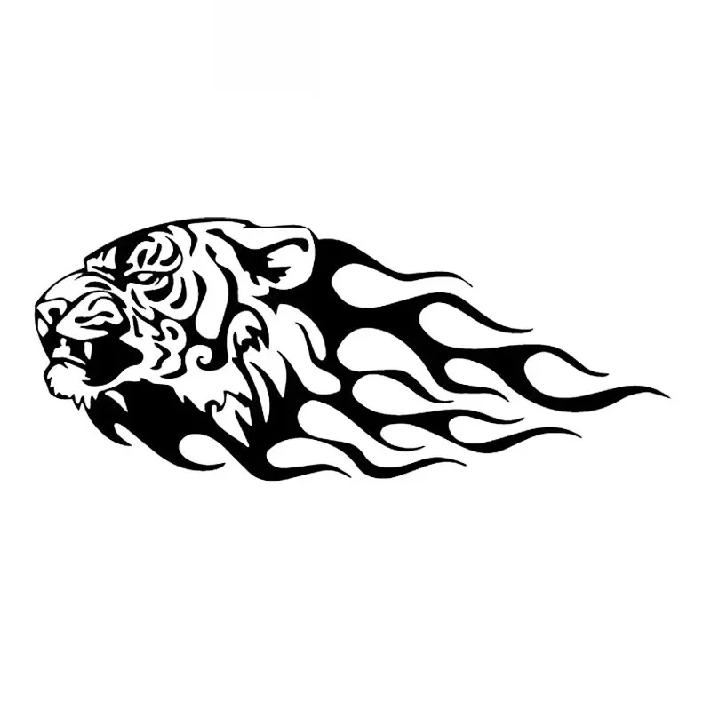 

Car Stickers Lion Head Fire Tribe PVC Car Decoration Accessories Decals Creative Waterproof Sunscreen Black/white,18cm*7cm