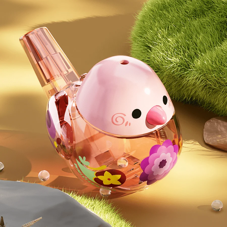 ของเล่นนกหวีดนกการ์ตูนเด็กสีสันสดใสกําลังโหลดน้ําเพื่อเปลี่ยนโทนเสียง