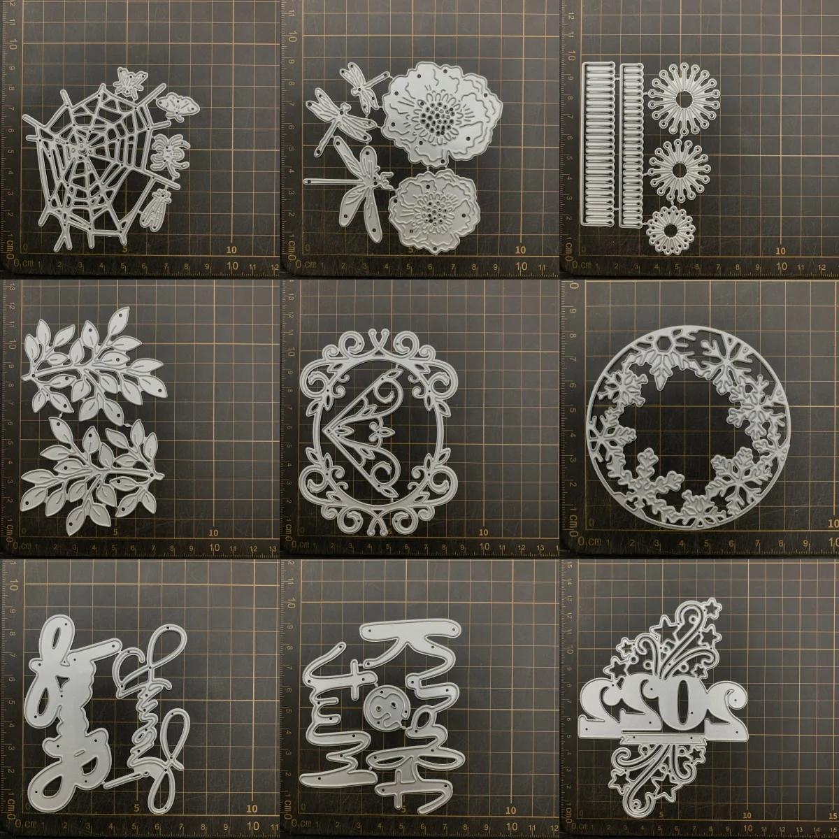 

9 видов металлических вырубных форм для цветов, букв и листьев, трафареты для скрапбукинга, декоративного тиснения и рукоделия