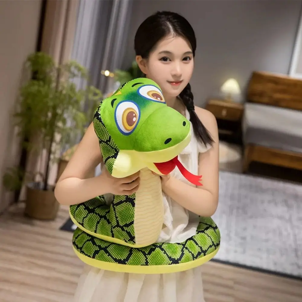 Sitting Big Eyes Snake Plush Toys Plush Comfort Cartoon Stuffed Animal Cute Cartoon Long Snake Reptile Plush Toy Children Gift