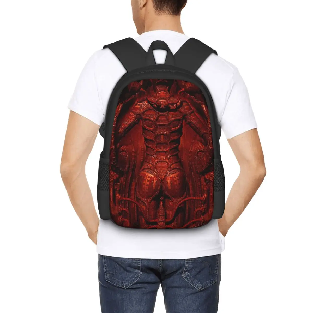 

Red Lady Biomechanic Fantasy 3D Student Backpack School Bag Hiking Travel Daypack for Men Women Fashion Bookbag Shoulder Bags
