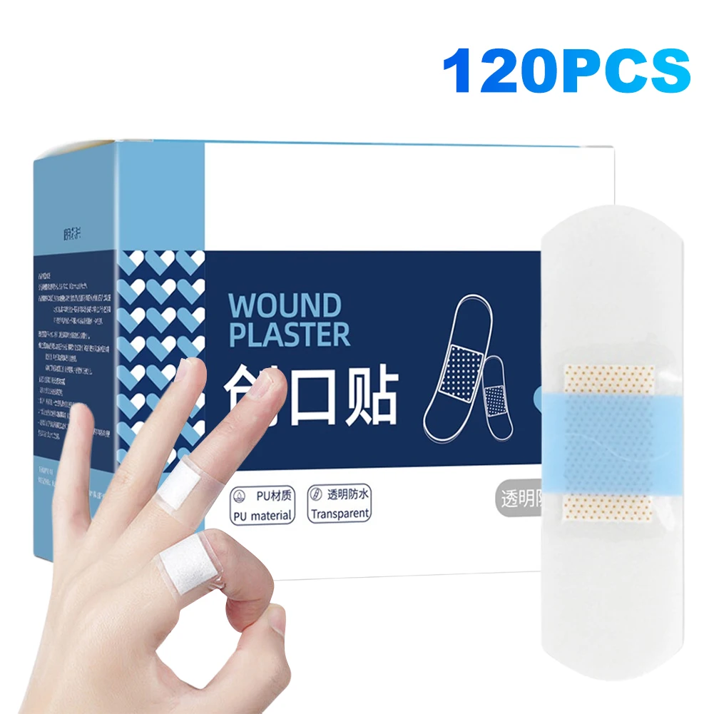 

50/120Pcs Transparent Band Aid PU Transparent Waterproof Band Aid Invisible Waterproof Adhesive Bandages First Aid Emergency Kit