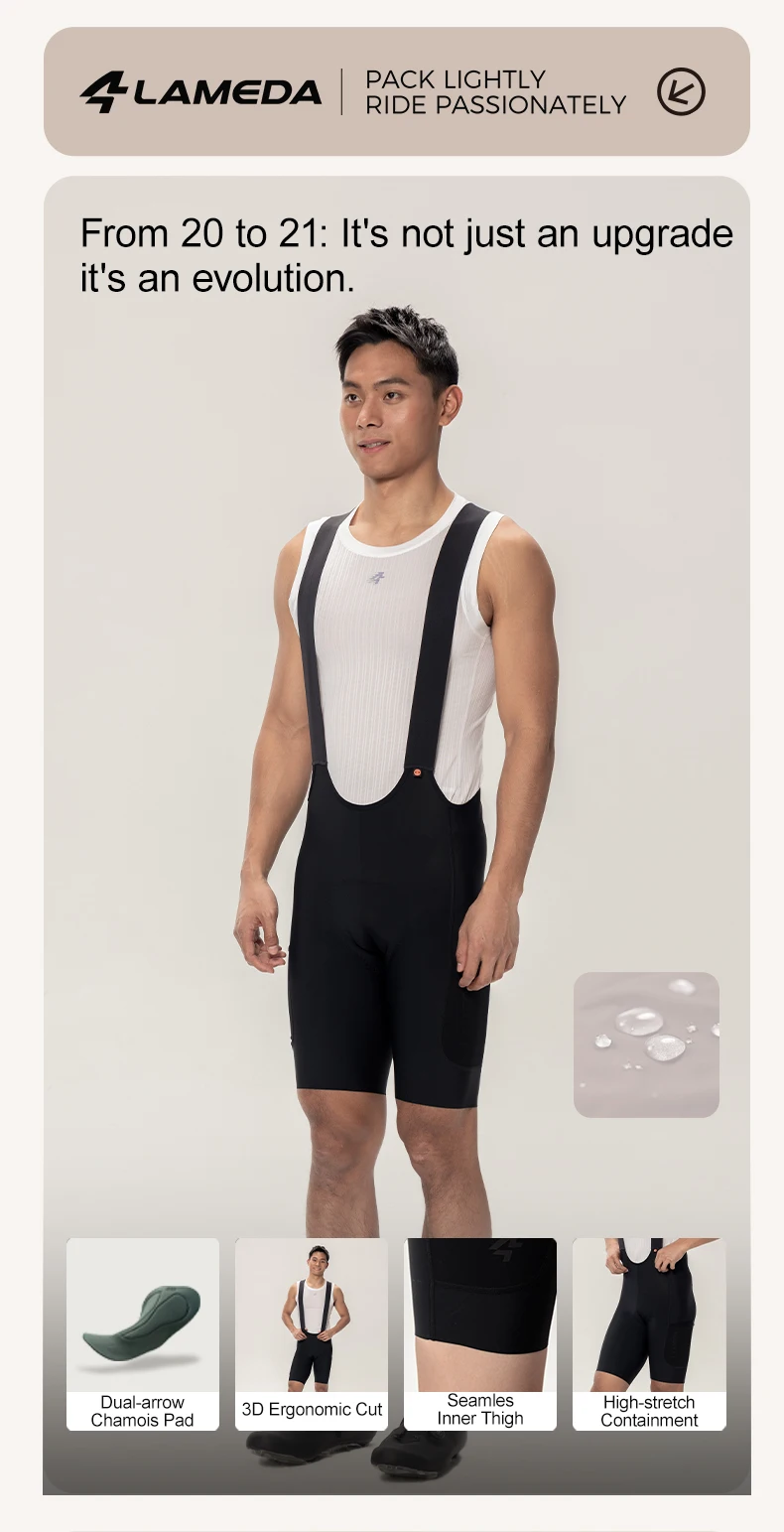 LAMEDA Herren-Radsport-Trägerhose, professionelle Radsport-Träger, 6-Stunden-Pads, hohe Taille, Fahrrad-Shorts, atmungsaktive Rennrad-Bekleidung – Detail 24
