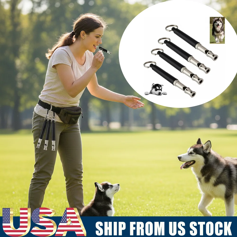 4Pcs Adjustable Pet Dogs Training Whistle Ultrasonic Sound Flute Pets Discipline Supplies Dog Training Whistle