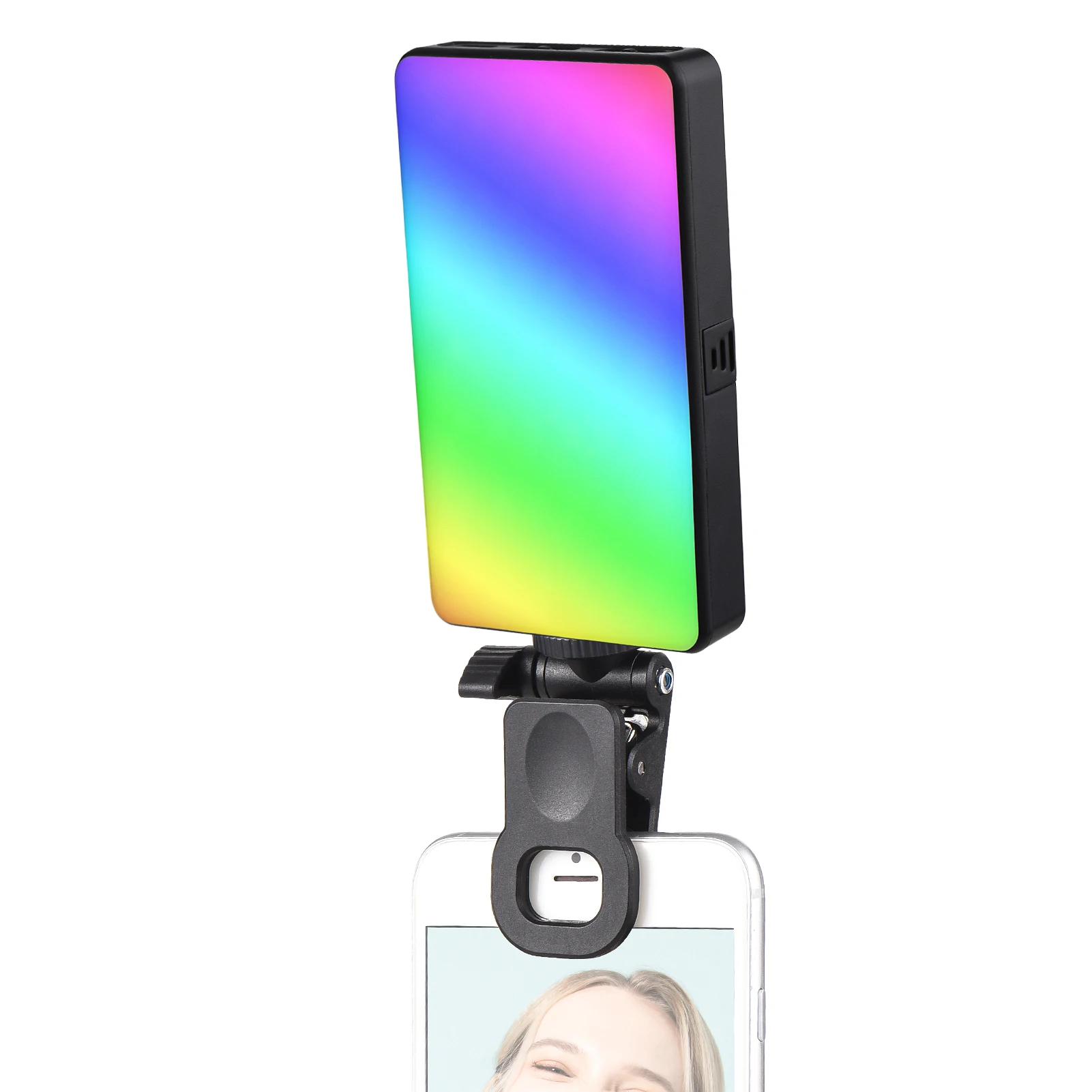 Andoer W140RGB Pocket Clip-on RGB Video Light Mobile Phone Fill Light Tablet Computer Video Conference Light 2500K-9000K Selfie