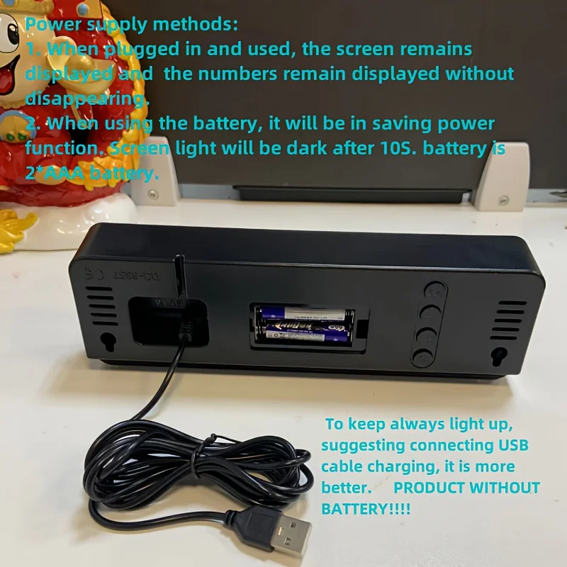 1 قطعة ساعة رقمية ساعة ليد ساعة تنبيه مع أسبوع الوقت درجة الحرارة الرطوبة عرض كابل يو اس بي تيار مستمر 5 فولت 12/24 ساعة التبديل للديكور المنزل