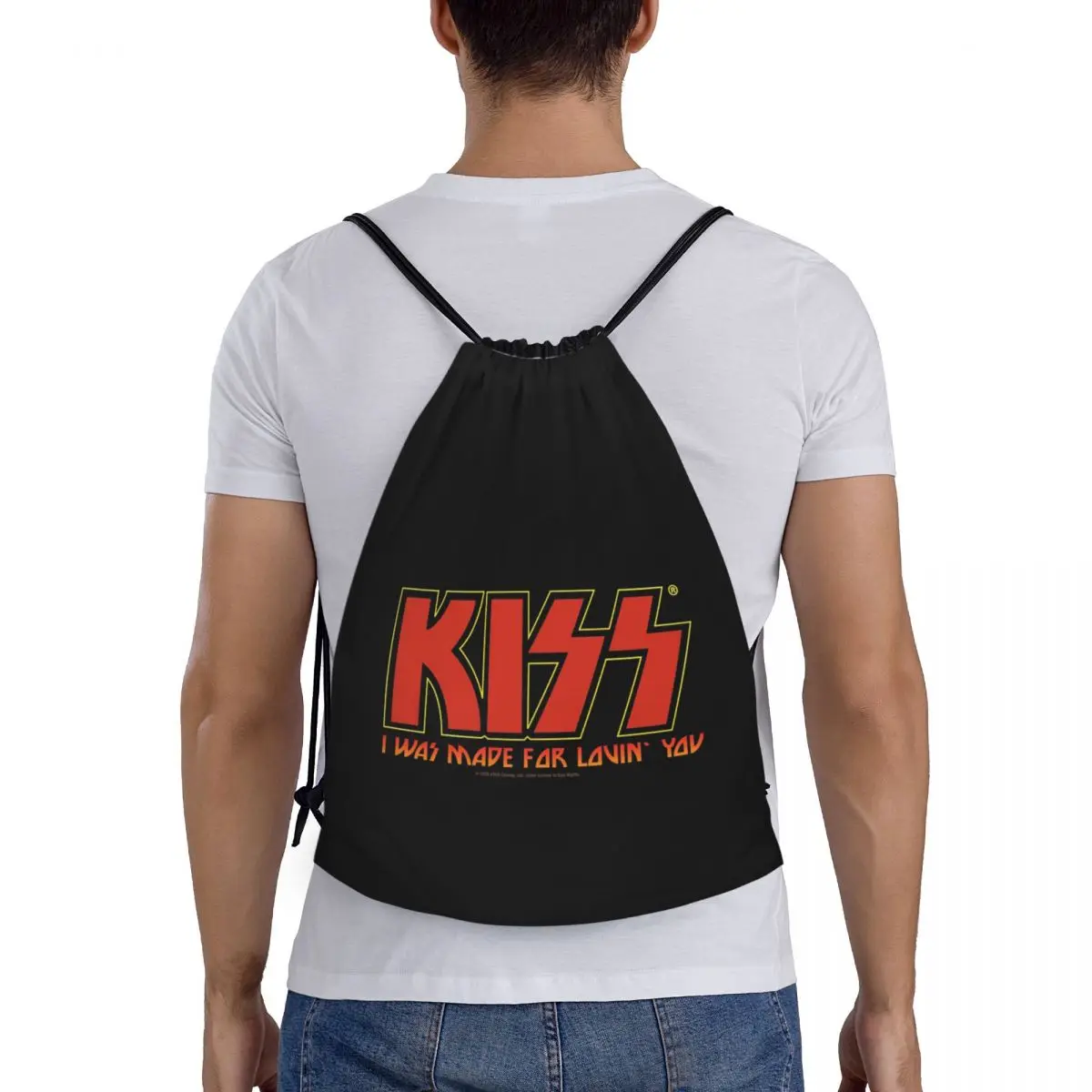 

Kiss Rock Band Retor Backpacks Fashion Portable Drawstring Bags Sundries Bag Book Bags For Man Woman Students