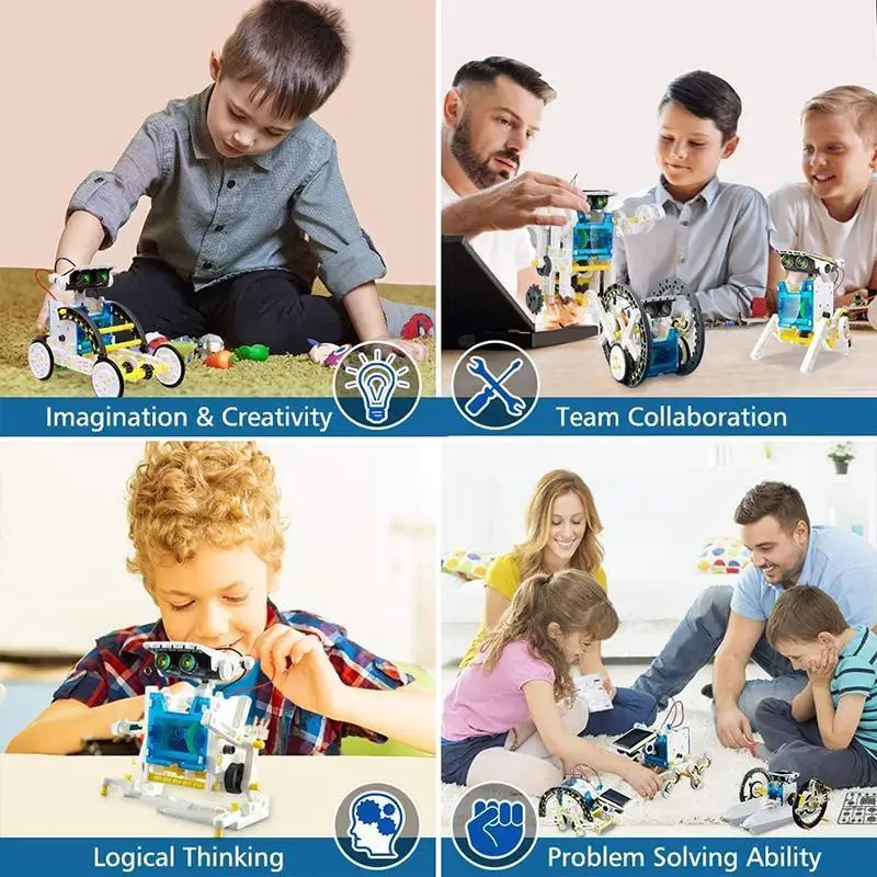 Mainan STEM Kit Percobaan Robot Surya DIY Anak-anak Kit Robotika 13 In 1 Kit Bangunan Robotika Bertenaga Surya Hadiah Pendidikan untuk Anak Laki-laki