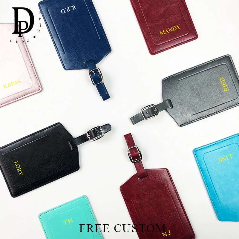 

Vintage Leather Travel Luggage Tag Custom Initials Woman Man Business Suitcase Label Engraving Luxury Handbag Pendant Charm Gift