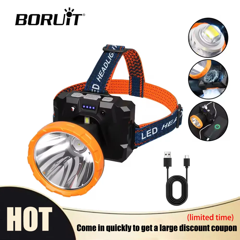 BORUiT супер яркий индукционный налобный