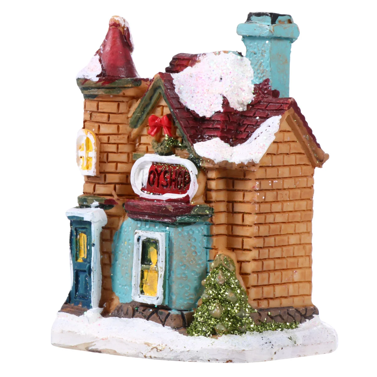 

1Pcs Resin Glowing Villa Christmas Light House with Yellow Glow Snow Effect for Office Bedroom Desk Holiday Decor