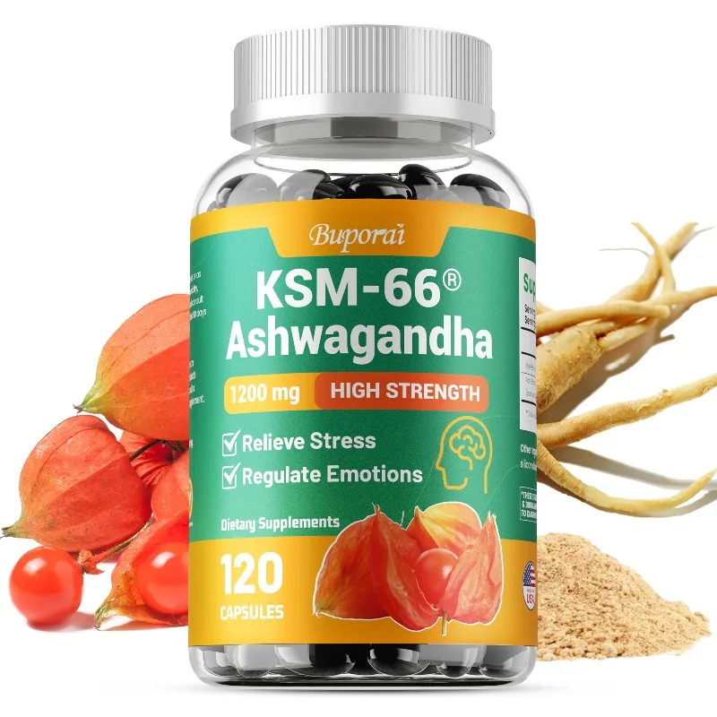 KSM-66 Ashwagandha Capsules - Relaxation, Regulates Mood, Reduce Stress, For Sleep, Promote Brain Development, Improve Immunity