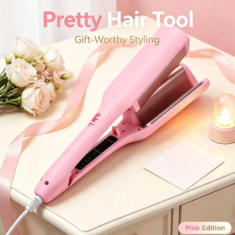The anti-scald large barrel curling iron features a user-friendly design and can quickly create soft and natural waves.