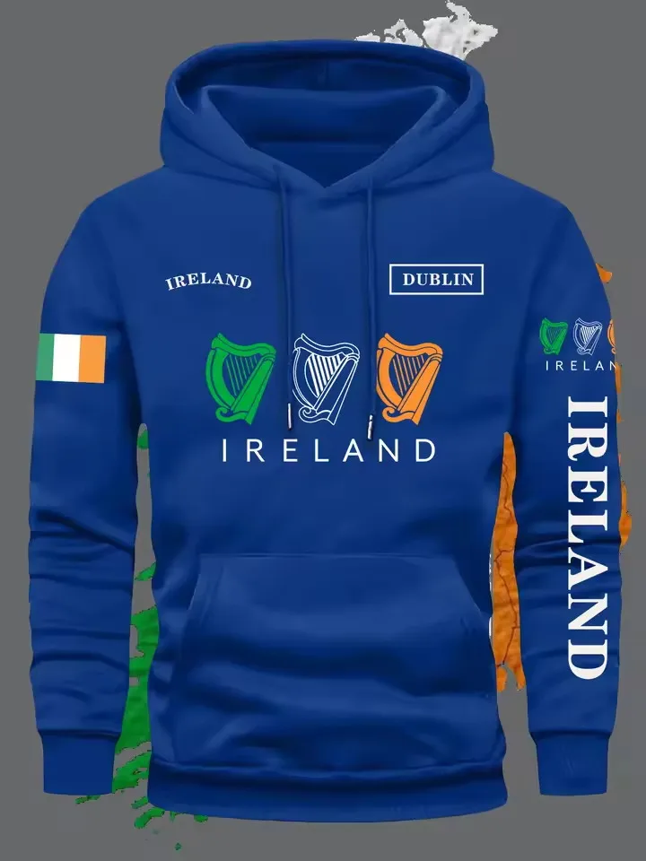 Irland-Flagge Herren Damen Pullover Hoodie Sweatshirt Outdoor Street Casual Sport Fitness Laufen Trendy Herbst Winter Oberteil Kleidung – Detail 6