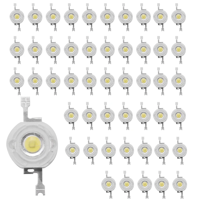 50Pcs 1W Diode High Power Cool White Led Beads 1 Watt Lamp Chip 3V-3.4V