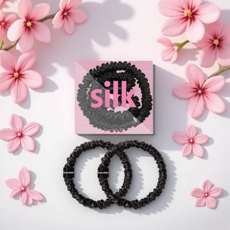 2 قطعة 100% التوت النقي الحرير توك شعر الحرير العلاقات الشعر العصابات الشعر ذيل حصان أصحاب بلون إكسسوارات الشعر الطبيعي #6