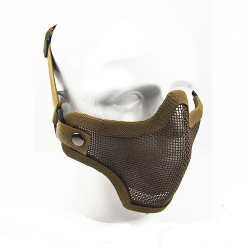 Masque facial demi-visage en maille métallique pour airsoft et paintball, accessoires de chasse