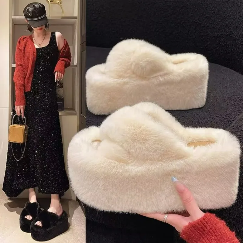 

Winter Slippers for Women Fashion Casual Cotton Slipper Non Slip Platform Slipper Women's Fluffy Fur Slipper Home Warm Slippers