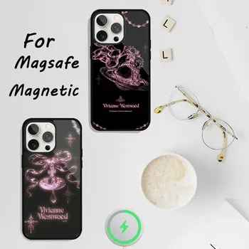 V-Vivienne W-Westwood 휴대폰 케이스, 아이폰 11, 13, 12, 14, 15 플러스 맥스 프로용, 맥세이프 마그네틱 무선 충전 쉘
