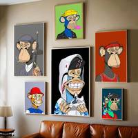 Monkey Bayc Hype Ape Self-adhesive Art Poster Decoracion Painting Wall Art White Kraft Paper Home Decor