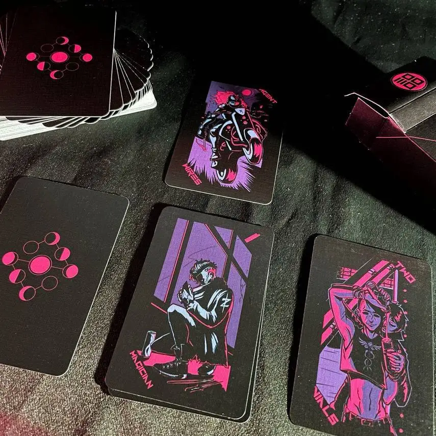 Neon Moon Tarot Neon Moon Tarot Cards Cyberpunk Style English Board Game Cards Spot Tabletop Games