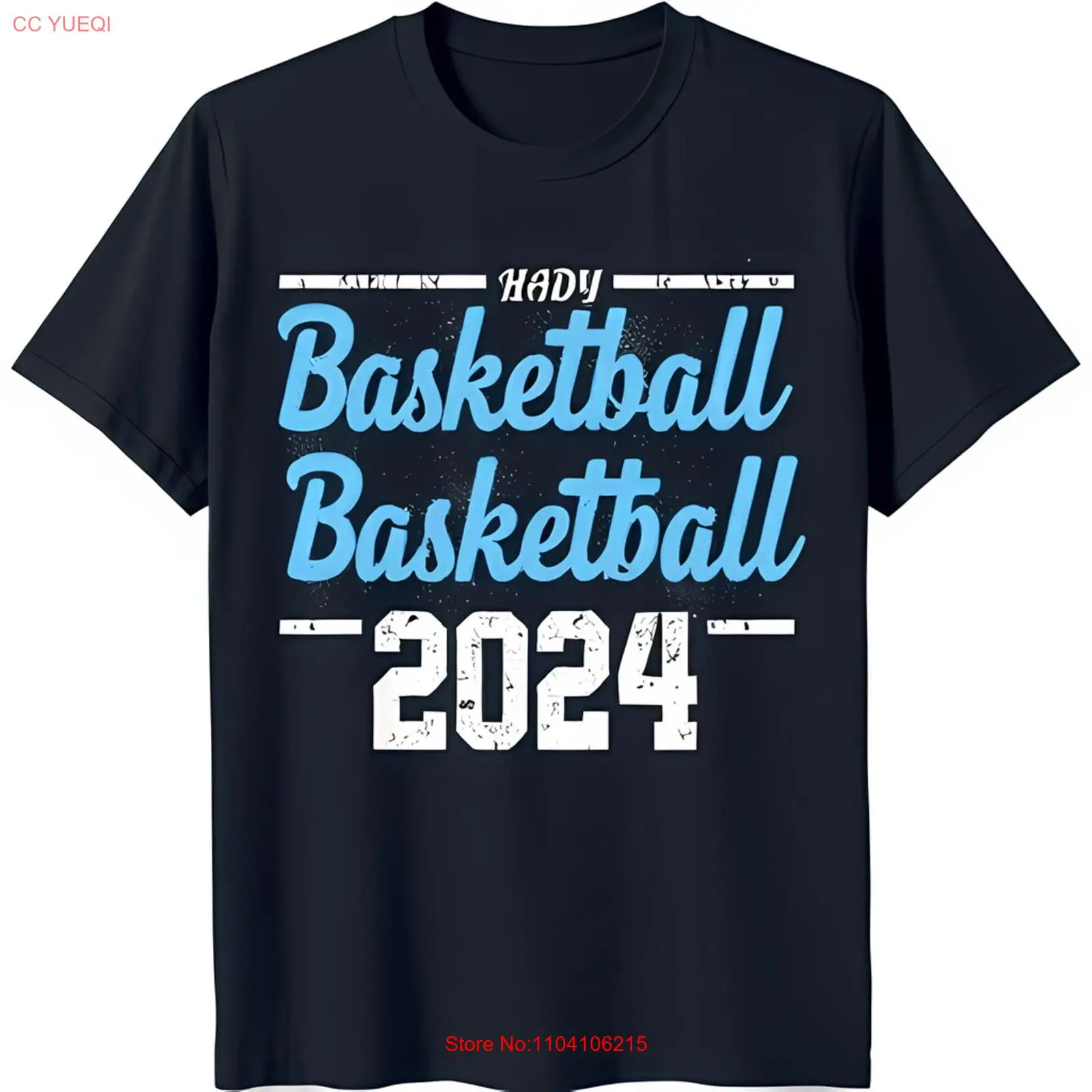 Blue T-Shirt with 'HADY 2024' Design Light Blue & White Print