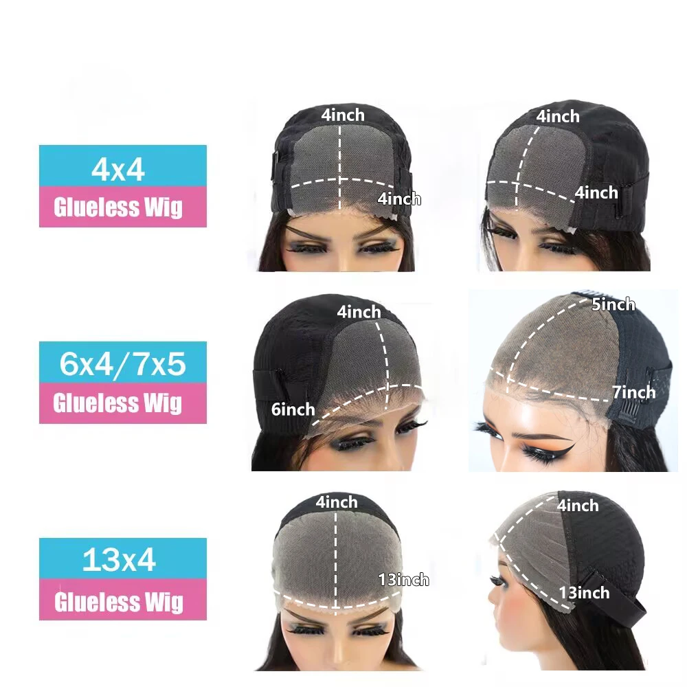 13x4 Glueless Wig Human Hair Ready To Wear Straight Pre-Cut Lace Front Human Hair Wig For Women Wear Go Closure Glueless Wigs