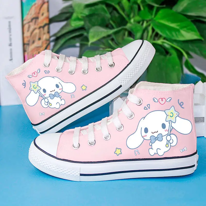 Kawaii Sanrio Kuromi My Melody bambini High Top scarpe di tela ragazza cuore simpatico cartone animato Anime Cinnamoroll scarpe di stoffa regalo per