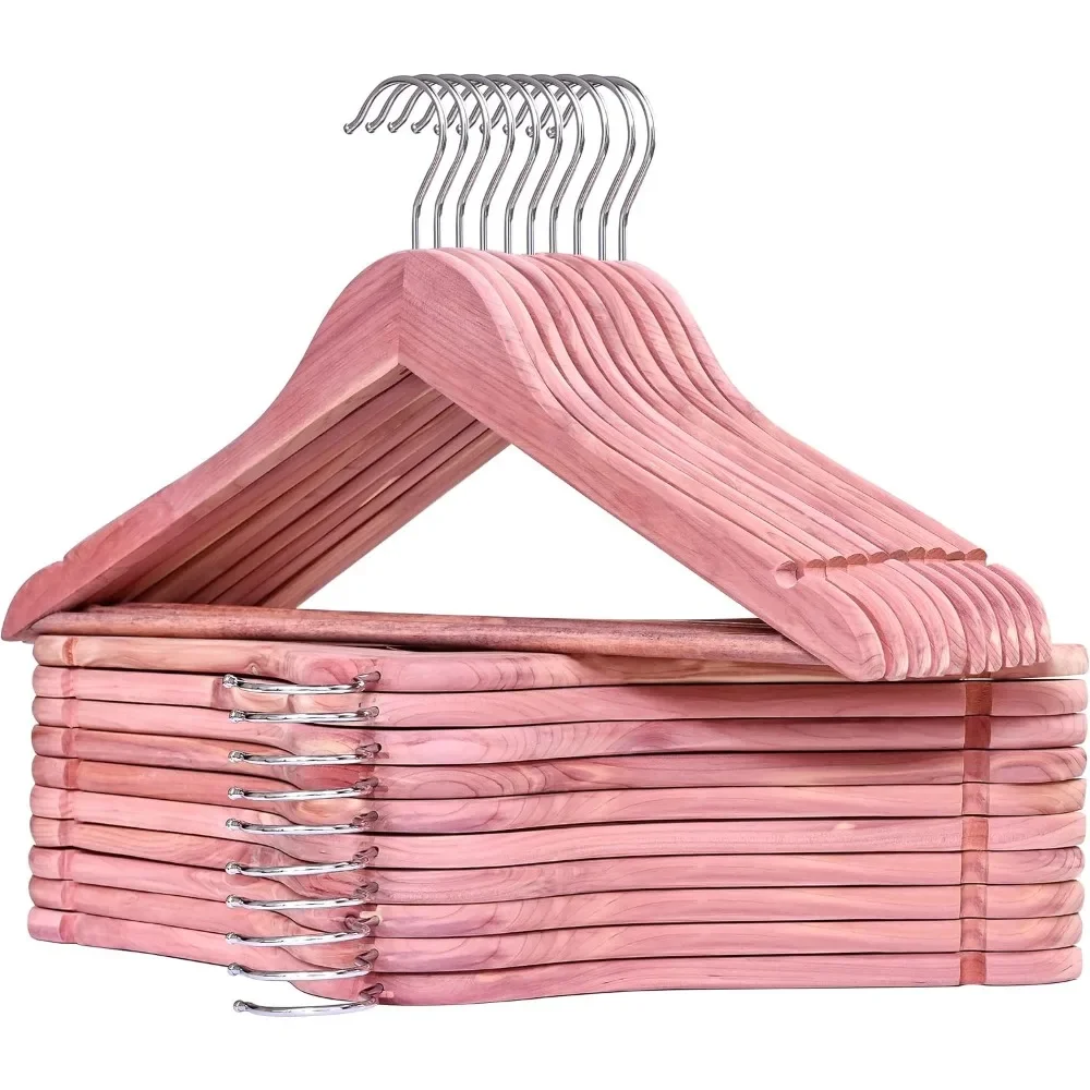 American Red Cedar Wood Hanger 20 Pack, Smooth Wood Hanger for Suit Shirts, Aromatic Cedar Hanger, 360° Flexible Swivel Hook And