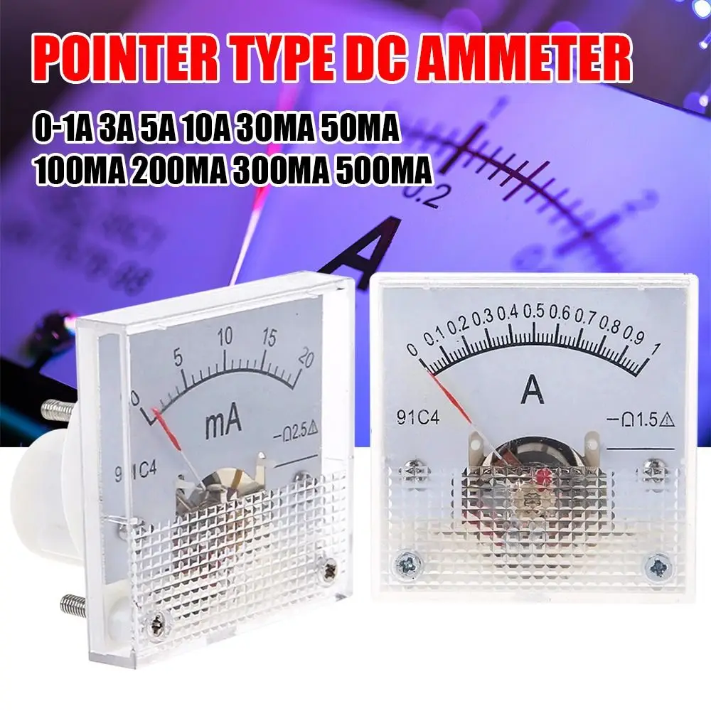 Class 2.5 Accuracy 0-1A 2A 3A 5A 10A 300mA 500mA Pointer DC Amp Meters Ammeter Analog Panel Meter Measuring Tool