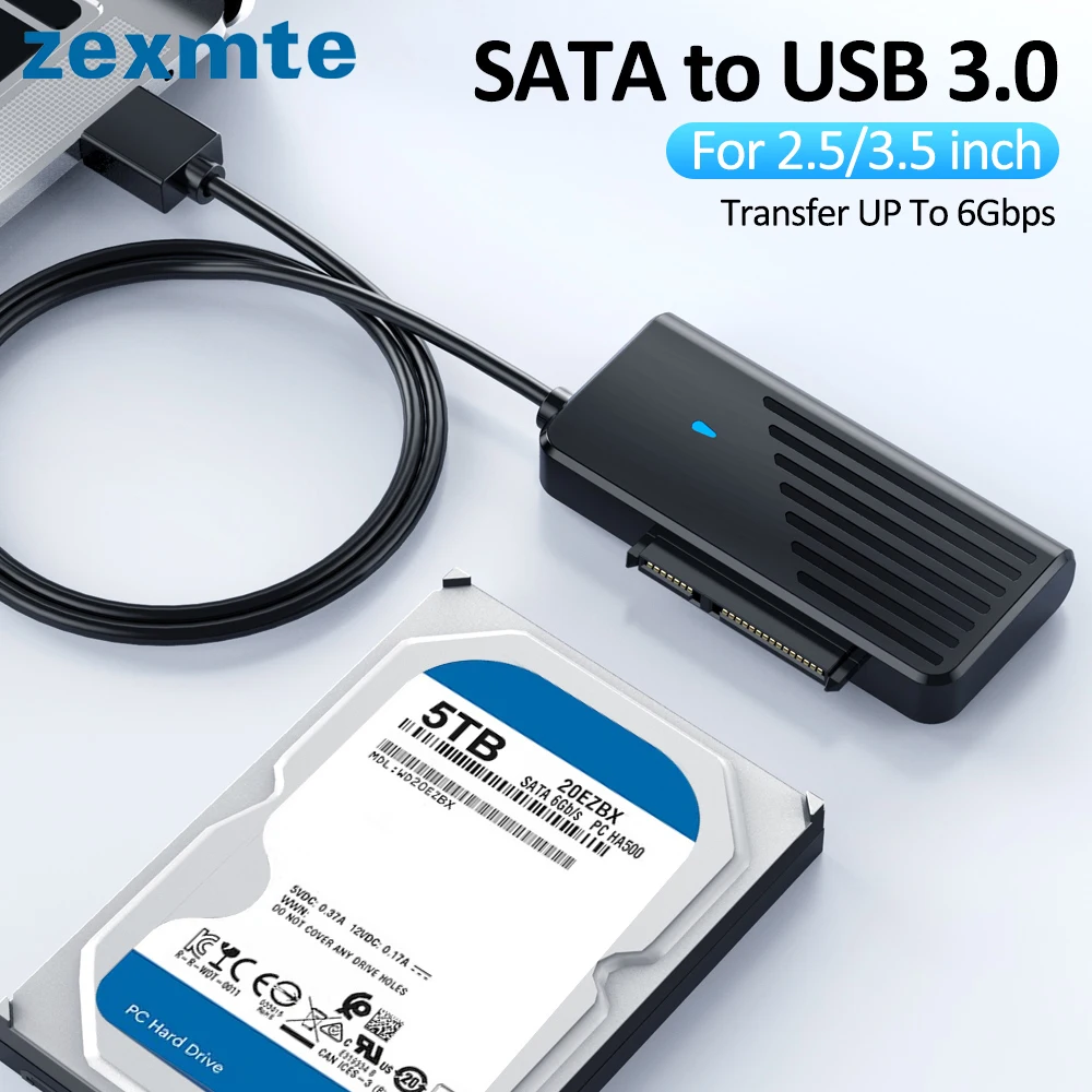 

Zexmte USB 3.0 To SATA Adapter Cable 6Gbps SATA Converter for 2.5/3.5 Inch HDD SSD External Hard Drive SATA III cabo adaptador