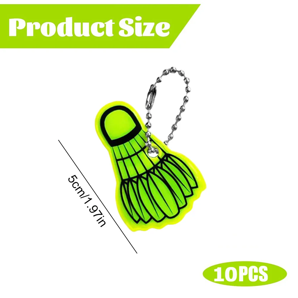 10PCS Sports Style Badminton Keychain, Creative PVC Double-sided Backpack Decoration Pendant