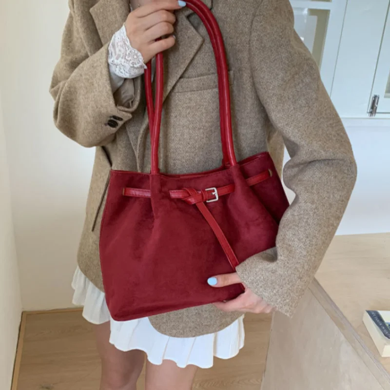 

Большая вместительная сумка-тоут, модная замшевая женская сумка на одно плечо подмышками, универсальная дорожная сумка, сумка высокого качества