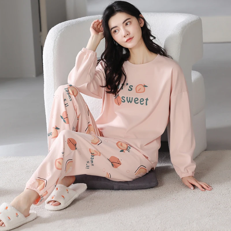 

Pajama Sets Woman Sexy Cherry Cloud Matching Couple Fashion Christmas Long-Sleeved Kawaii Flower Thicker Bachelorette Fluffy Ins