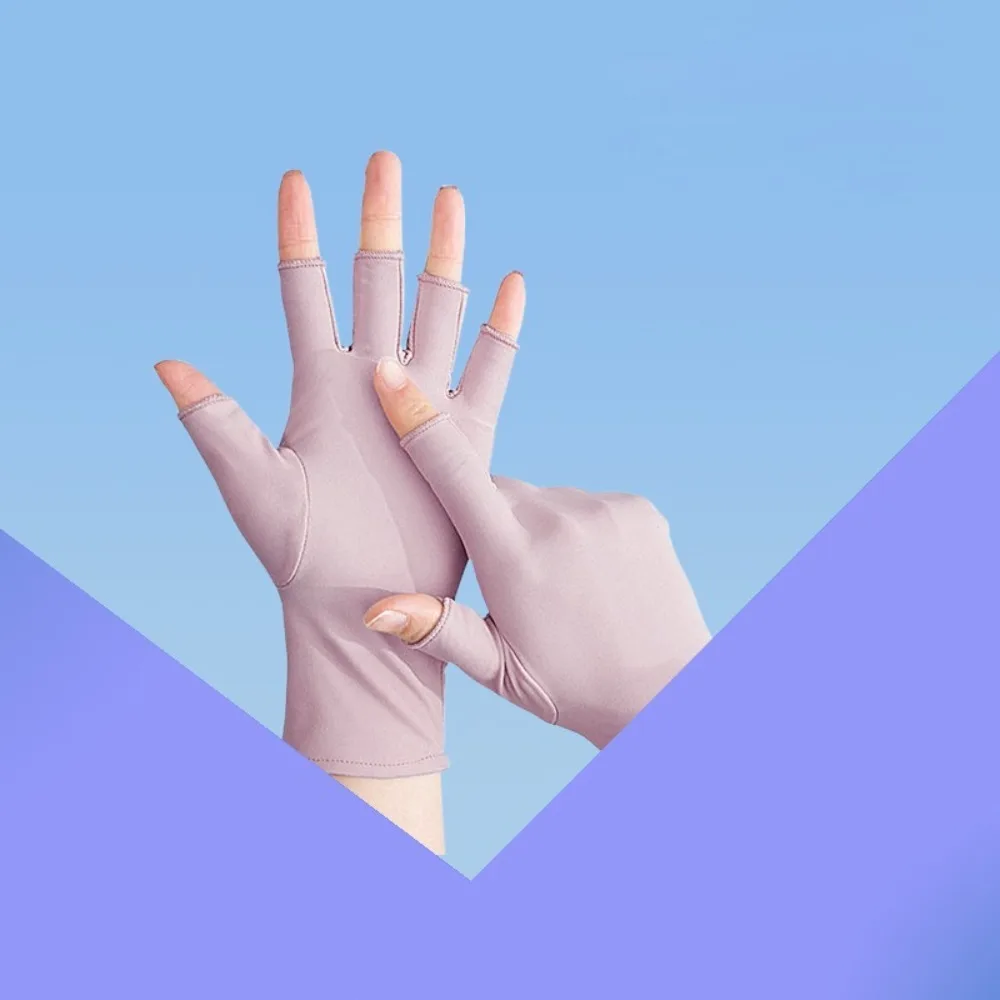 

Новые солнцезащитные перчатки с половиной пальца, анти-УФ-дышащие перчатки из ледяного шелка, высокоэластичные перчатки для рисования ногтей, летние