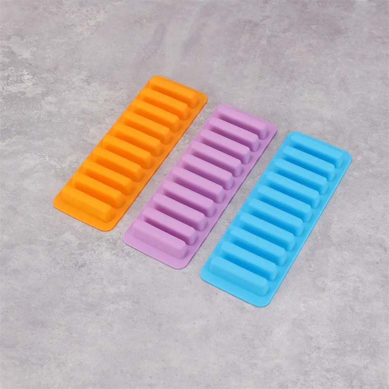 10 Grids Long Strip Shape Silicone Ice Cube Mould Non-Stick Stick Shape Ice Tray DIY Biscuit Baking Mould Jelly Chocolate Mold