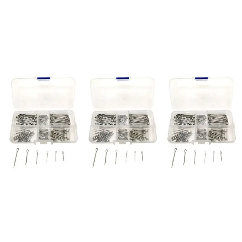 A60z525pc SPLIT PINS Cotter Fixings Set Assorted Sizes Zinc Plated Steel Hard Casemay