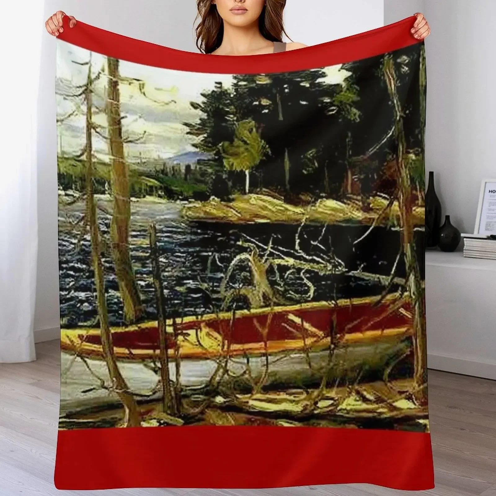 New THE CANOE : Vintage 1917 Tom Thomson Algonquin Park Art Print Throw Blanket Blankets For Bed Kid'S Flannel Blankets