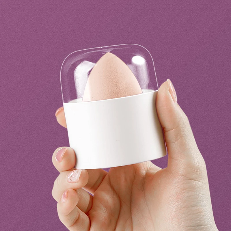 Empty Transparent Puffs Drying Box Storage Case Portable Sponge Stand Cosmetic Egg Shaped Rack Makeup Blender Puff Holder