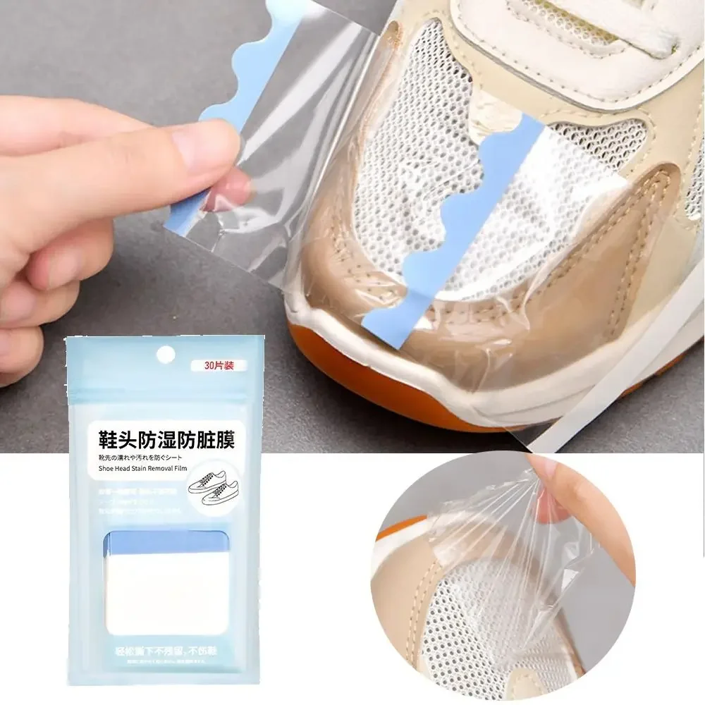 30/60 Uds. Pegatina transparente antisuciedad para cabeza de zapato-película impermeable portátil para días lluviosos para mantener limpio los zapatos