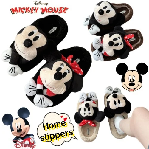 

Disney Mickey Minnie Film and television merchandise Cartoon Cute Slippers for Couples, High-Quality Home Closed-Toe Slippers