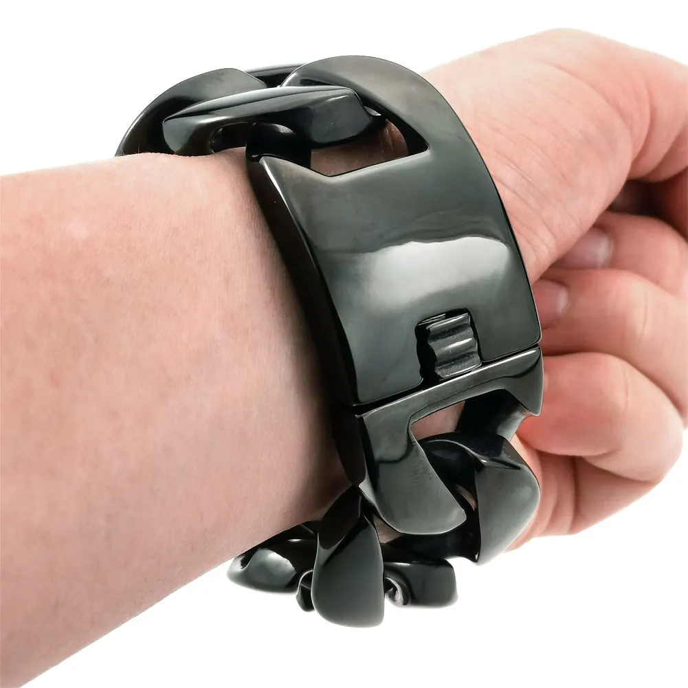 سوار من الفولاذ المقاوم للصدأ ثقيل الوزن - إكسسوار أزياء رجالي أسود #1