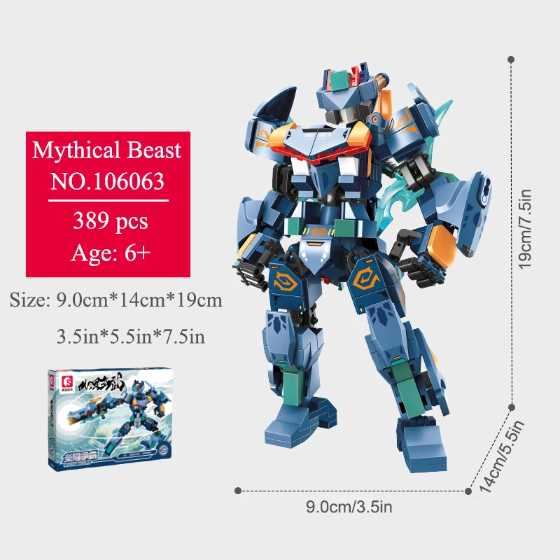 4 Styles Creative Mythical Beast Mini Blocks Children\'s Toys Mecha Morphing Robot Model Educational Assembly Building Blocks