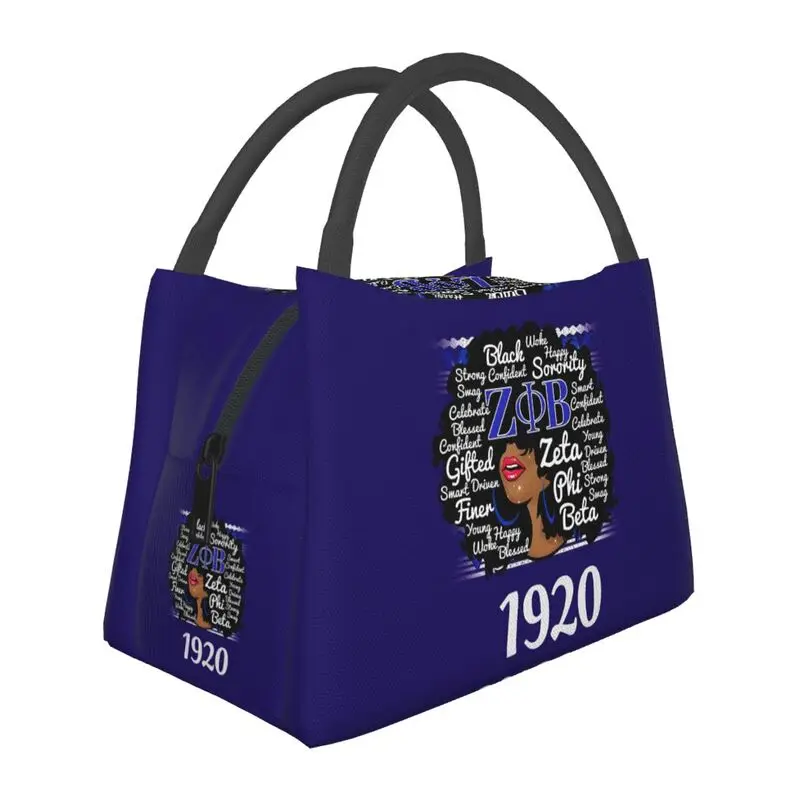 Zeta Phi Beta Insulated Lunch Tote Bag for Women Portable Thermal Cooler Food Lunch Box Work Travel