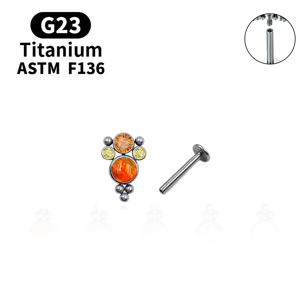 2021 Gorgeous Opal Earrings G23 F136 Titanium Labret Lip Stud Earrings  Piercing Fashion Ladies Face Decoration Jewelry