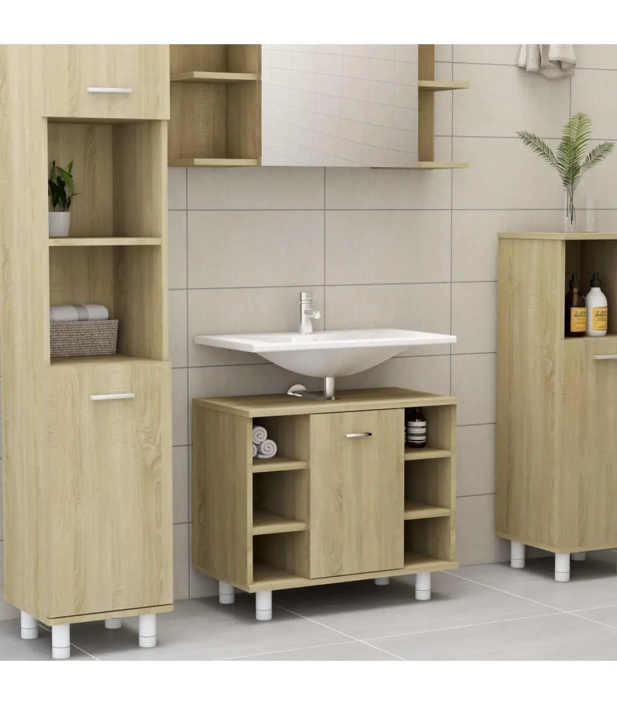 Bathroom Furniture bathroom cabinet plywood color Oak 60x32x53,5 cm