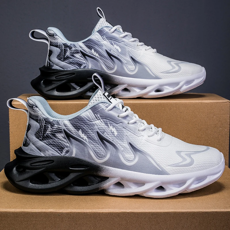 أحذية الجري الرجالية الشبكية القابلة للتنفس المسطحة المبطنة الناعمة المريحة أحذية رياضية في الهواء الطلق الصالة الرياضية العصرية أحذية الركض غير رسمية للرجال
