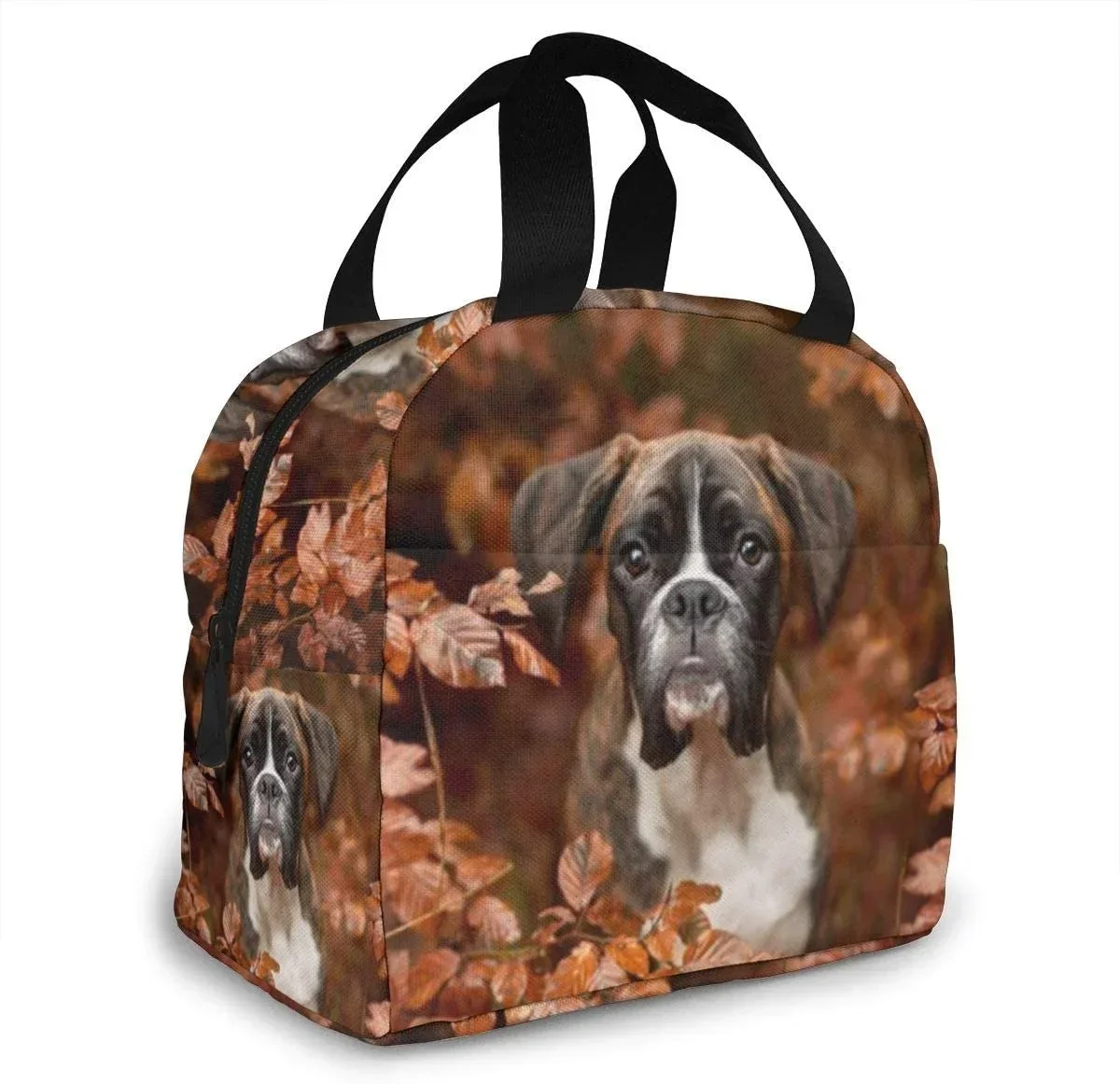 Tote Waterproof Meal Prep Box With Zipper Boxer Dogs Autumn Leakproof Reusable Insulated Durable Cooler Lunch Bag