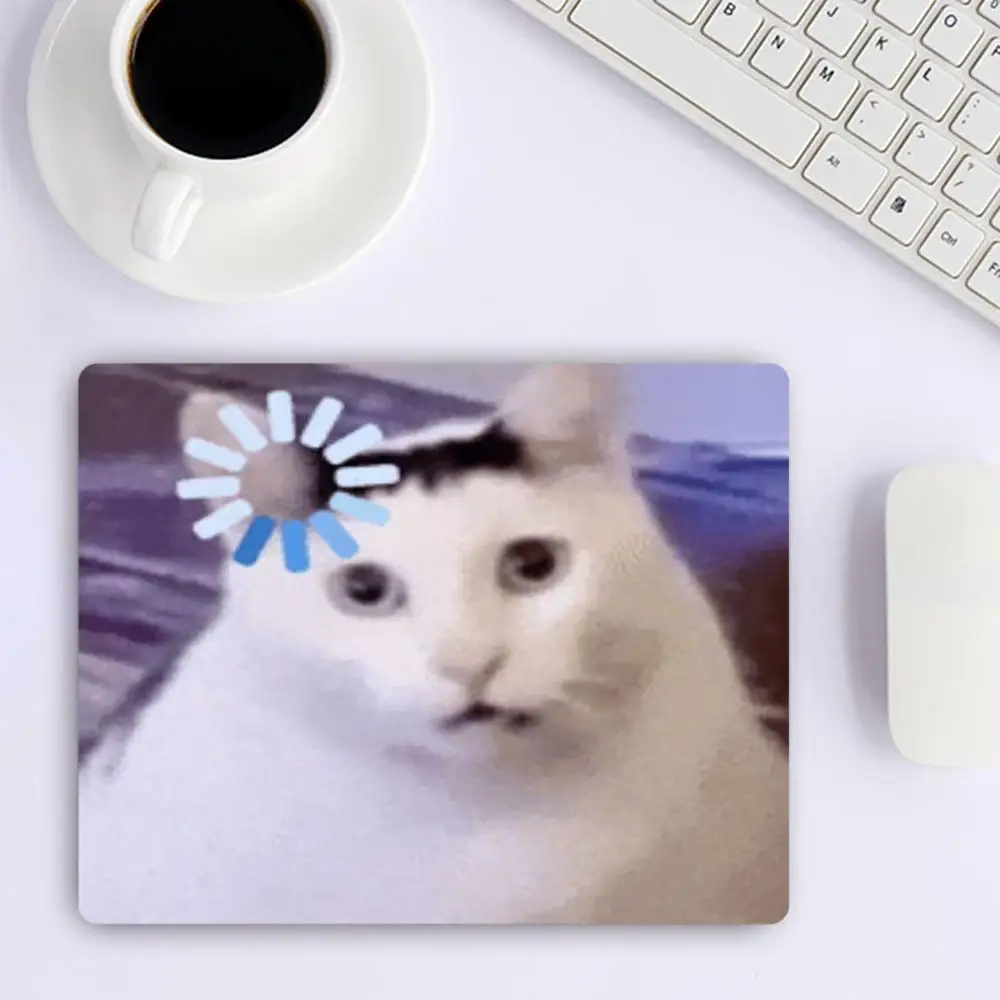 Funny White Cat Wearing Paper Daisy Headband Cute Portrait Made For Kid Laptop Desktop Table Mat